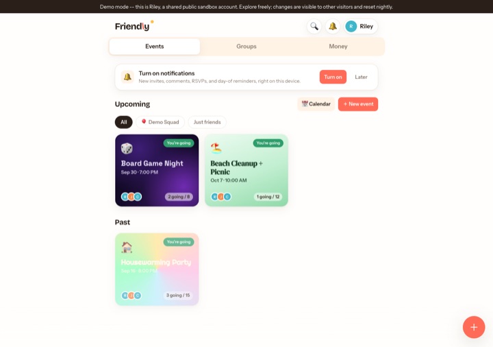 Friendly app screen