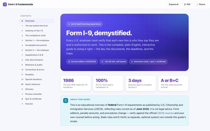 Form I-9 Fundamentals interactive course